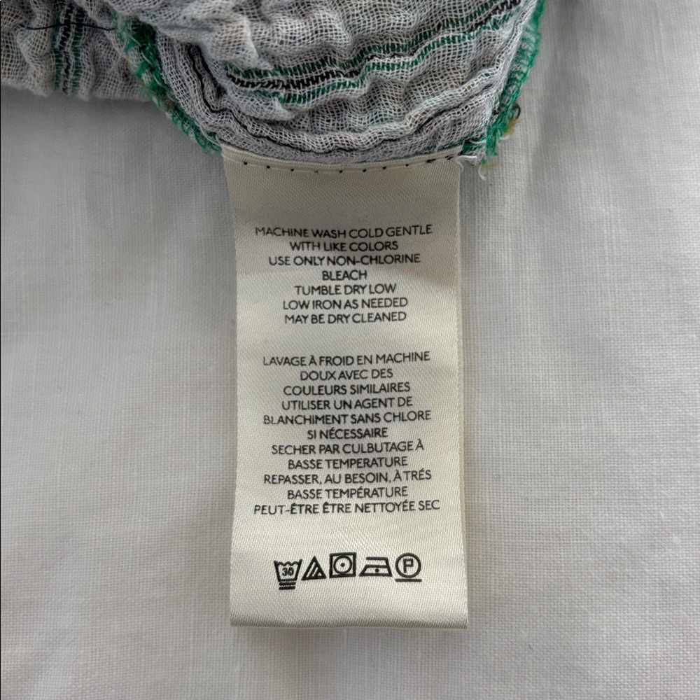 Free People We The‎ Free Cardiff Oversized Gauze Shirt Green Plaid Women’s XS - Picture 8 of 16